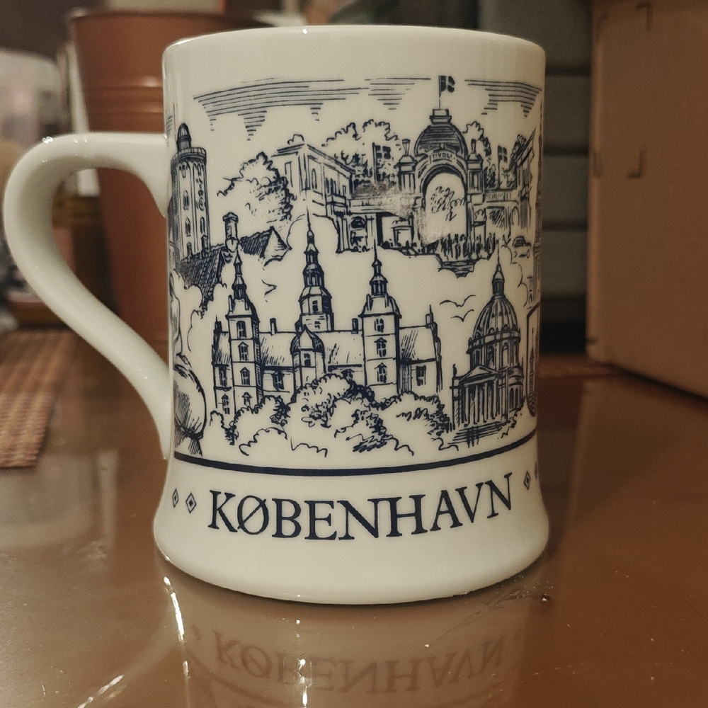 VTG Kobenhavn Denmark Scandinavian Ceramic Tankard Mug Stein  BYGDO 5" Tall
